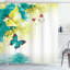 Ensemble de rideau de douche floral et crochets-44247689-94822031