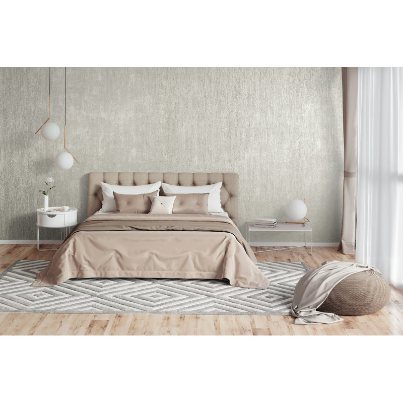 Ajayden Neptune Glass Stone Plain Texture 10.05m x 53cm Wallpaper Roll, Fossil Grey