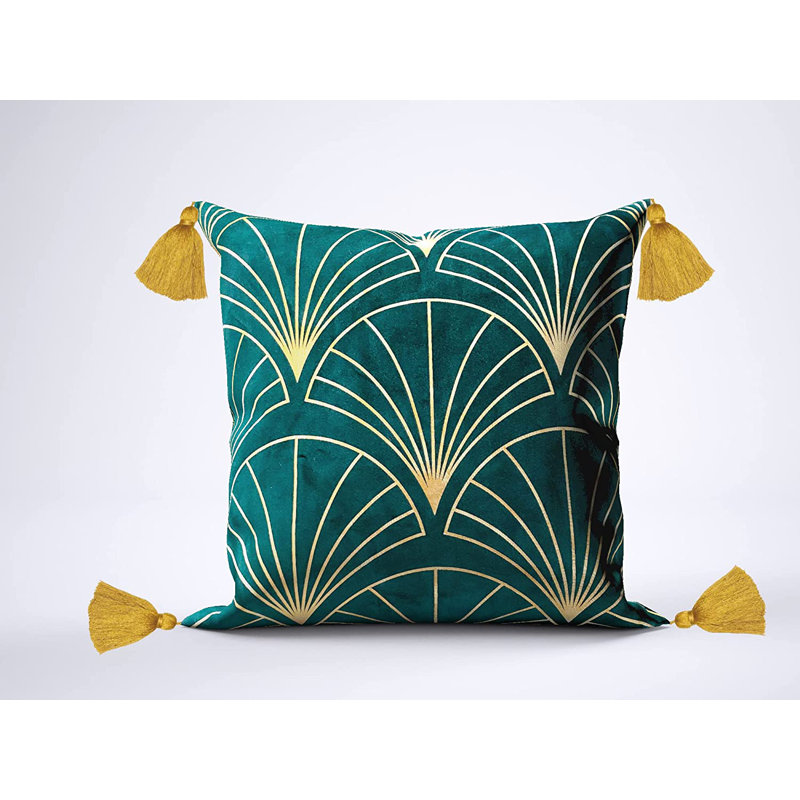 Dokkum Geometric Square Cushion Cover, Green
