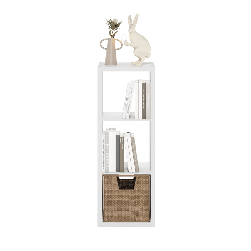 Ebern Designs Darrington Open Back Decorative Verticle Cube Storage Organizer, White, (3 Shevles) 43.98"H x 15.87"W x 14.57"D