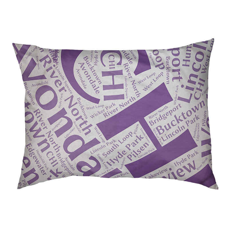 Coussin de chien « districts », Moyen (H 9,5 po x l 28 po x P 18 po), Chicago, Mauve