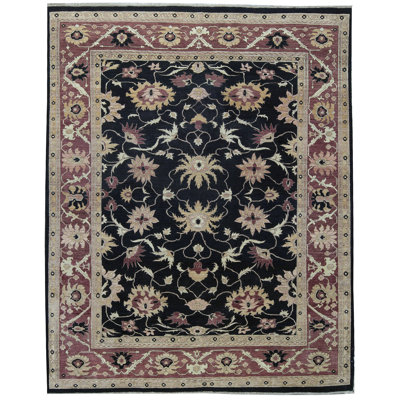 Tapis noir et rouge de haute qualité noué à la main