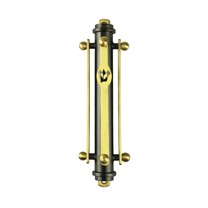 Suspension Mezuzah, Gold/Black