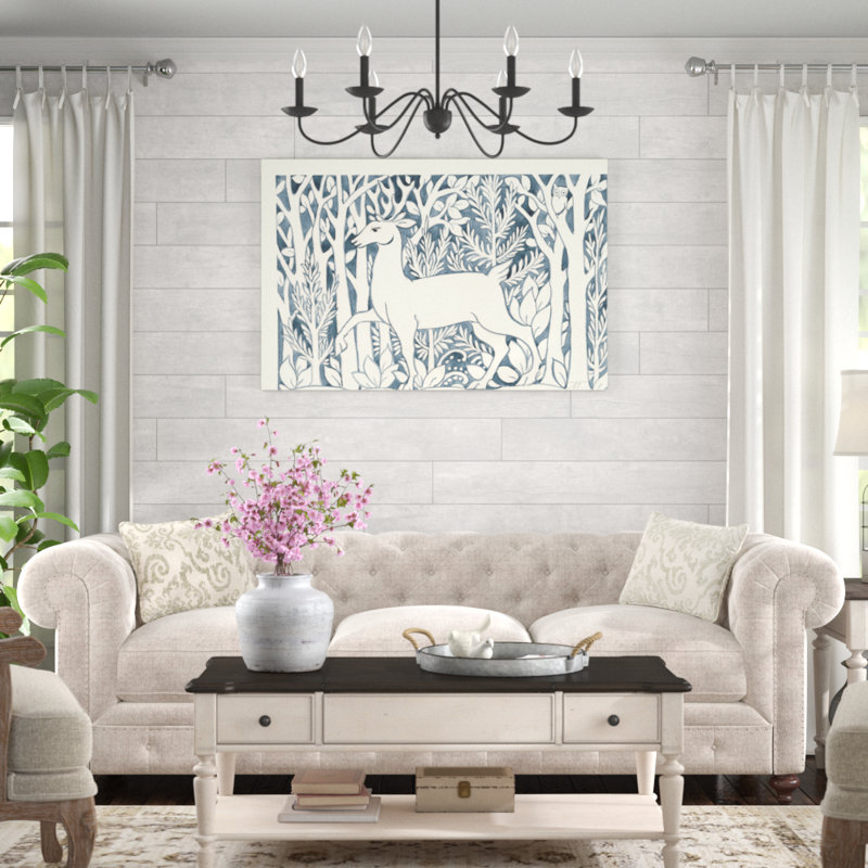 «Forest Life V» par Miranda Thomas - Peinture sur toile, H 32 po x l 48 po