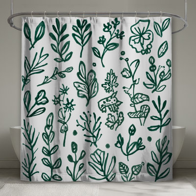 Rideaux de douche Green Botanical Illustration