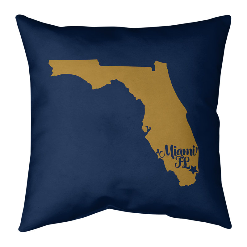 Housse de coussin en lin, Miami, 26 po x 26 po, Marine / doré