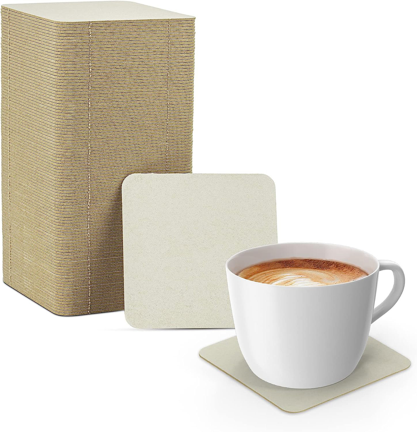 MT Products 4 White Square Blank Paper Coasters for Drinks