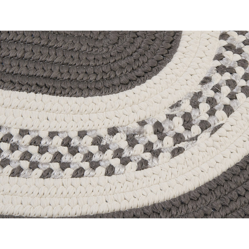 Crescent Indoor/Outdoor Reversible Area Rug - Gray, Round 7'