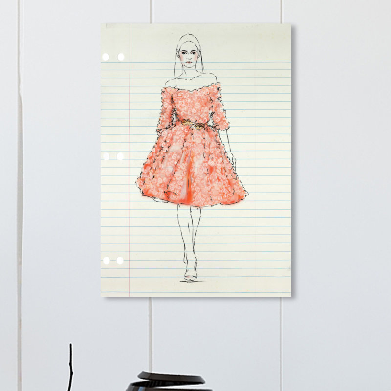 Fashion Illustration 2 - Impression sur toile, H 15 po x l 10 po