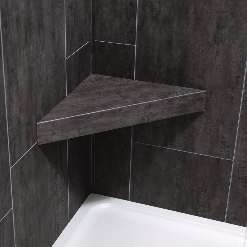 Ashen Slate Gray PVC Shower Bench with Lacquer Finish