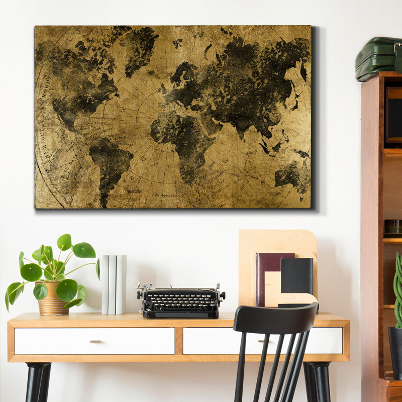 Golden Atlas - reproduction sur toile tendue, H 12 po x l 18 po x P 1 po