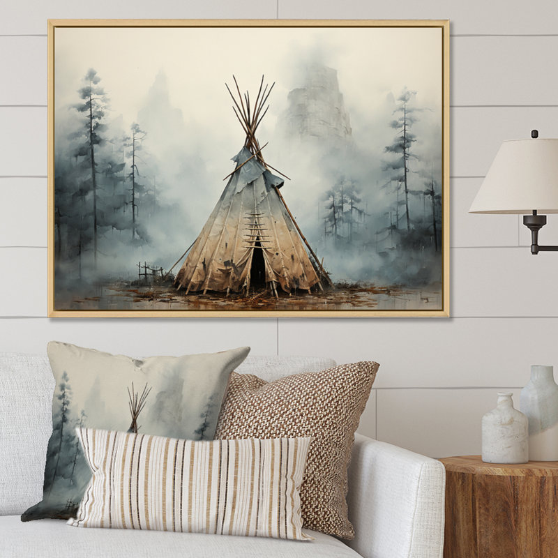 Tente de jeu gris natif. «Whispers Of Spirit», reproduction d'art sur toile encadrée, Reproduction avec cadre flottant