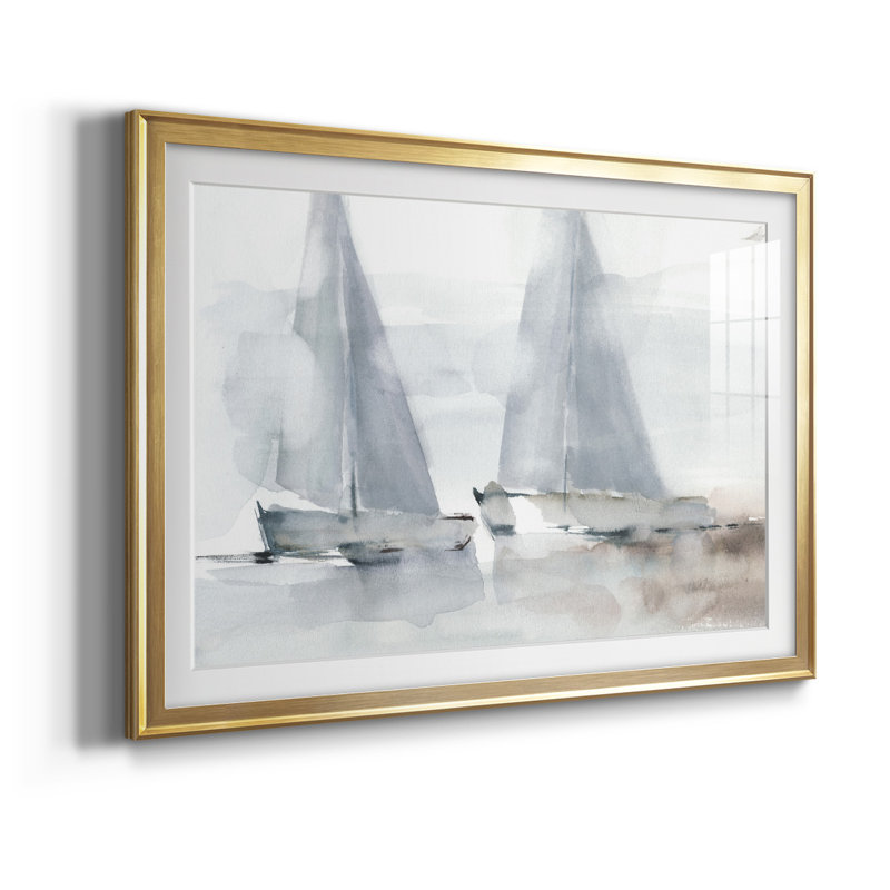 Voiles brumeuses I Voiles brumeuses I - Encadré sous verre acrylique, grand tableau pour salon, Or