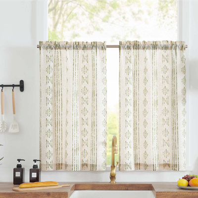 Boho Cafe Curtains Linen Small Window Curtains