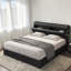Bakki PU Upholstered Hydraulic Bed With Concealed Headboard Storage, Bed Box Storage-1618607262-1636888782