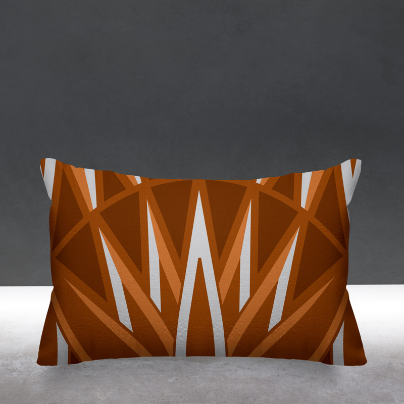 Ella Geometric Outdoor Reversible Throw Pillow, Rust Orange