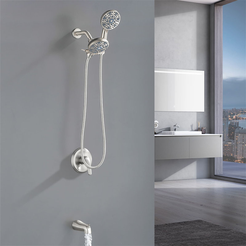 Complete Shower System with Rough in-Valve, Brushed Nickel