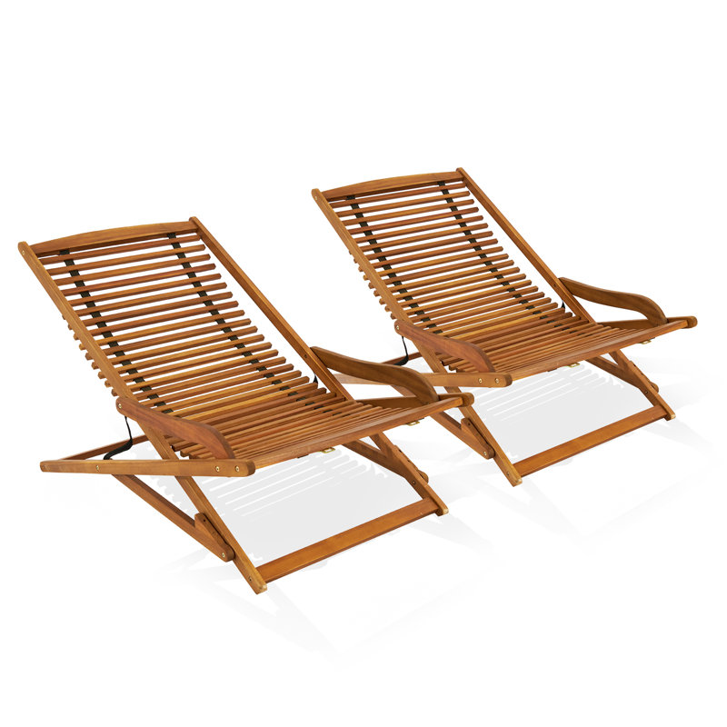 Ashja Outdoor Acacia Wood Chaise Lounge