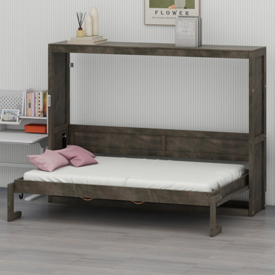 Lit escamotable double avec lumière DEL, lit escamotable dissimulé en bois, armoire escamotable dissimulée