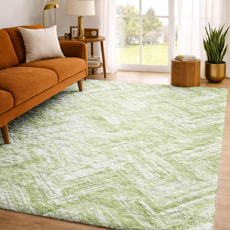 Tapis à poil long de qualité supérieure lavable à la machine ADS630, Green, 3' x 5'