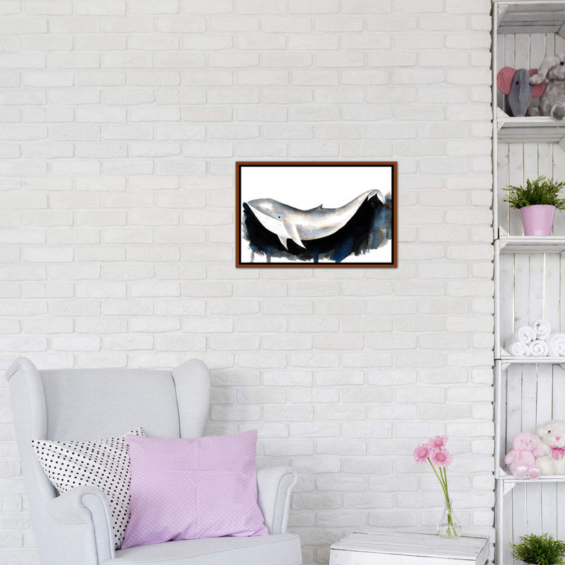 Baleine II - impression, H 18 po x l 26 po x P 1,5 po, Toile avec cadre brun, Pas de tapis