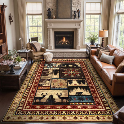Southwestern Brown Non-slip Washable Area Rug