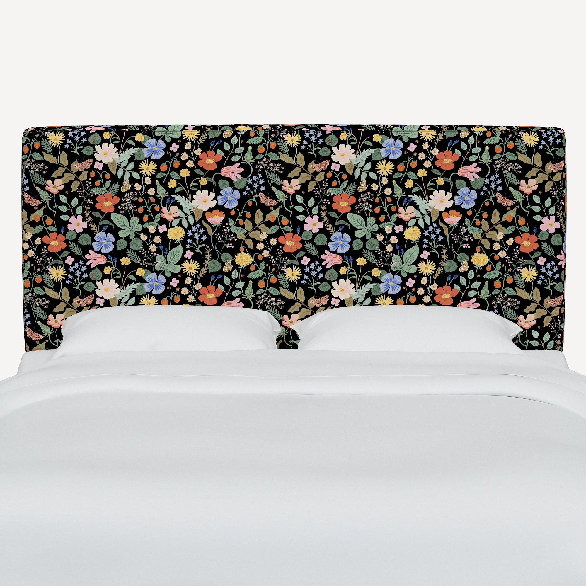 Elly Headboard, Queen, Rpc Stawberry Fields Black Linen