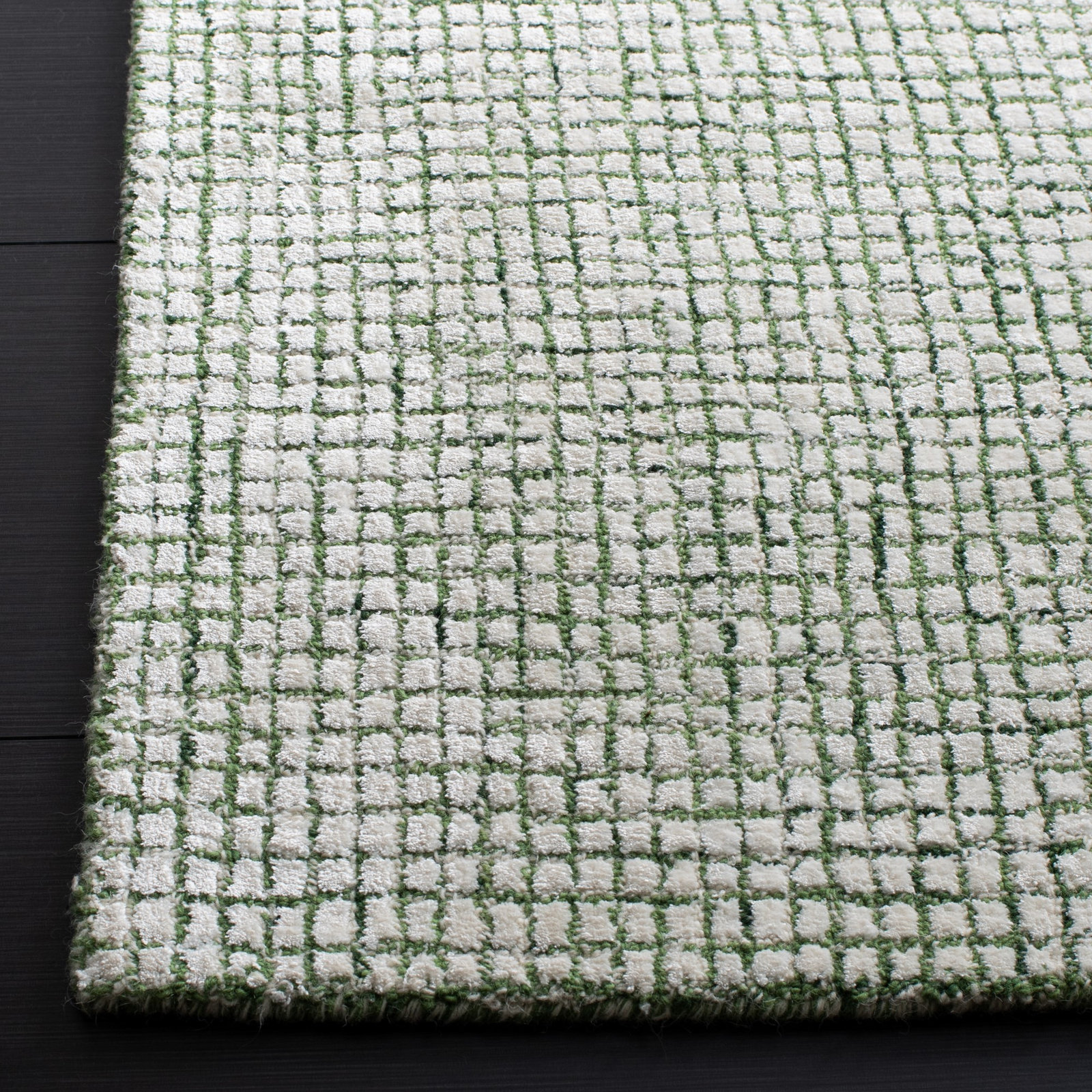 Rowe Ivory Green Hand-Tufted Abstract Rug, Rectangle 3' x 5'