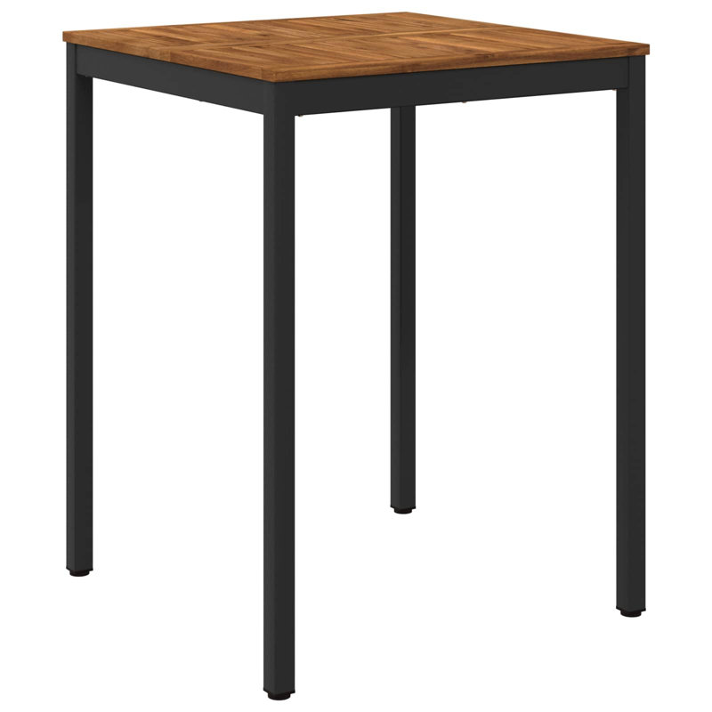 Acacia Dining Table with Steel Base, Black, 105cm H x 80cm W x 80.5cm D, Brown