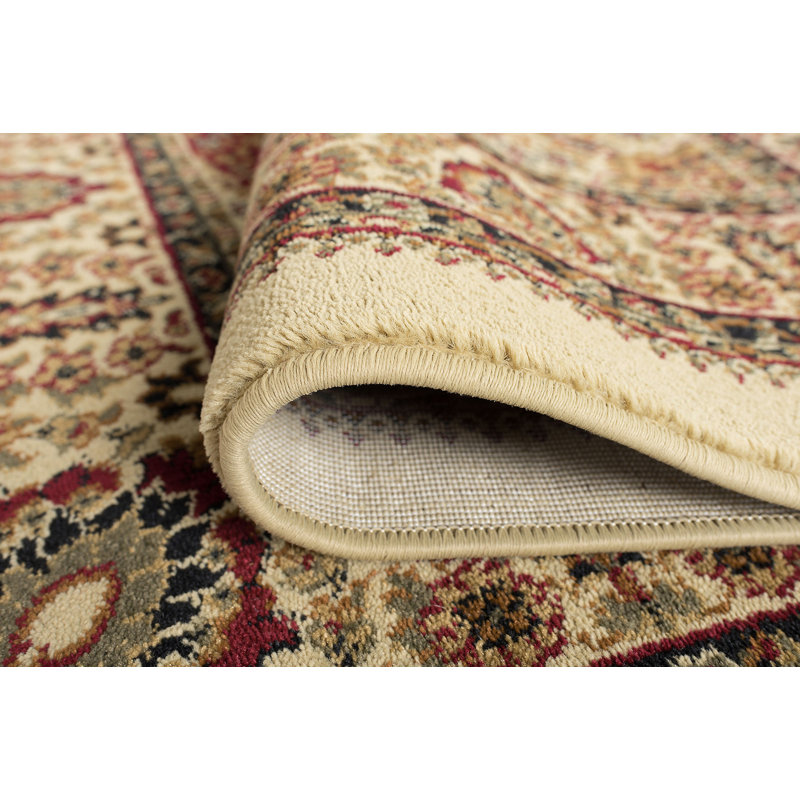 Tapis oriental ivoire / rouge Clarence, Tapis de couloir 2 pi 3 po x 10 pi