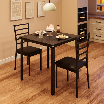 Compact 2-Piece Dining Set - 29.1" Square Table And Chairs For Small Dining Areas