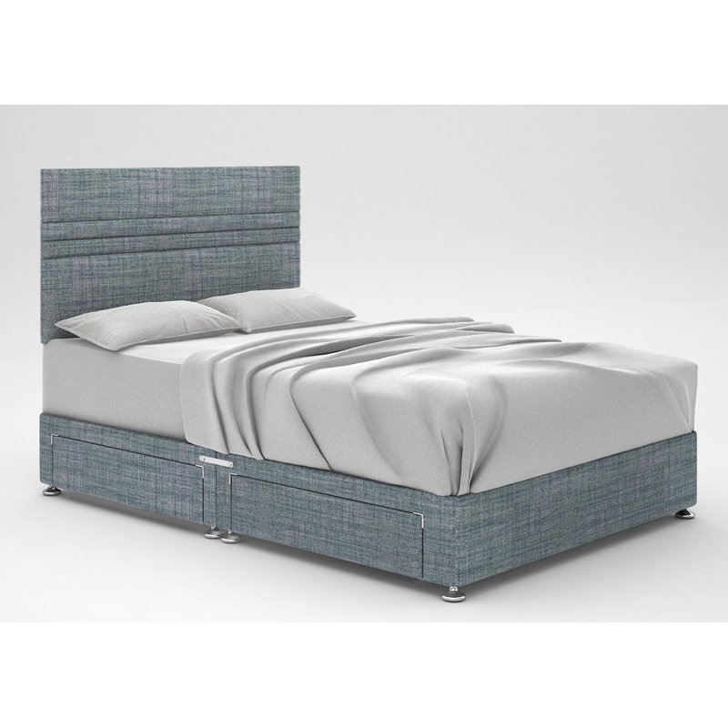 Ostara Upholstered Divan Bed, 4 Drawers, Sky, Small Double
