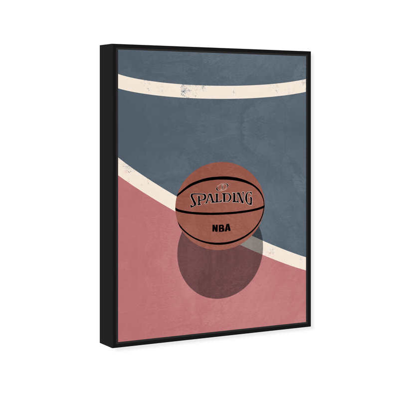 " Basketball Court Area " Painting Print, Black Framed Canvas, 45" H x 30" W