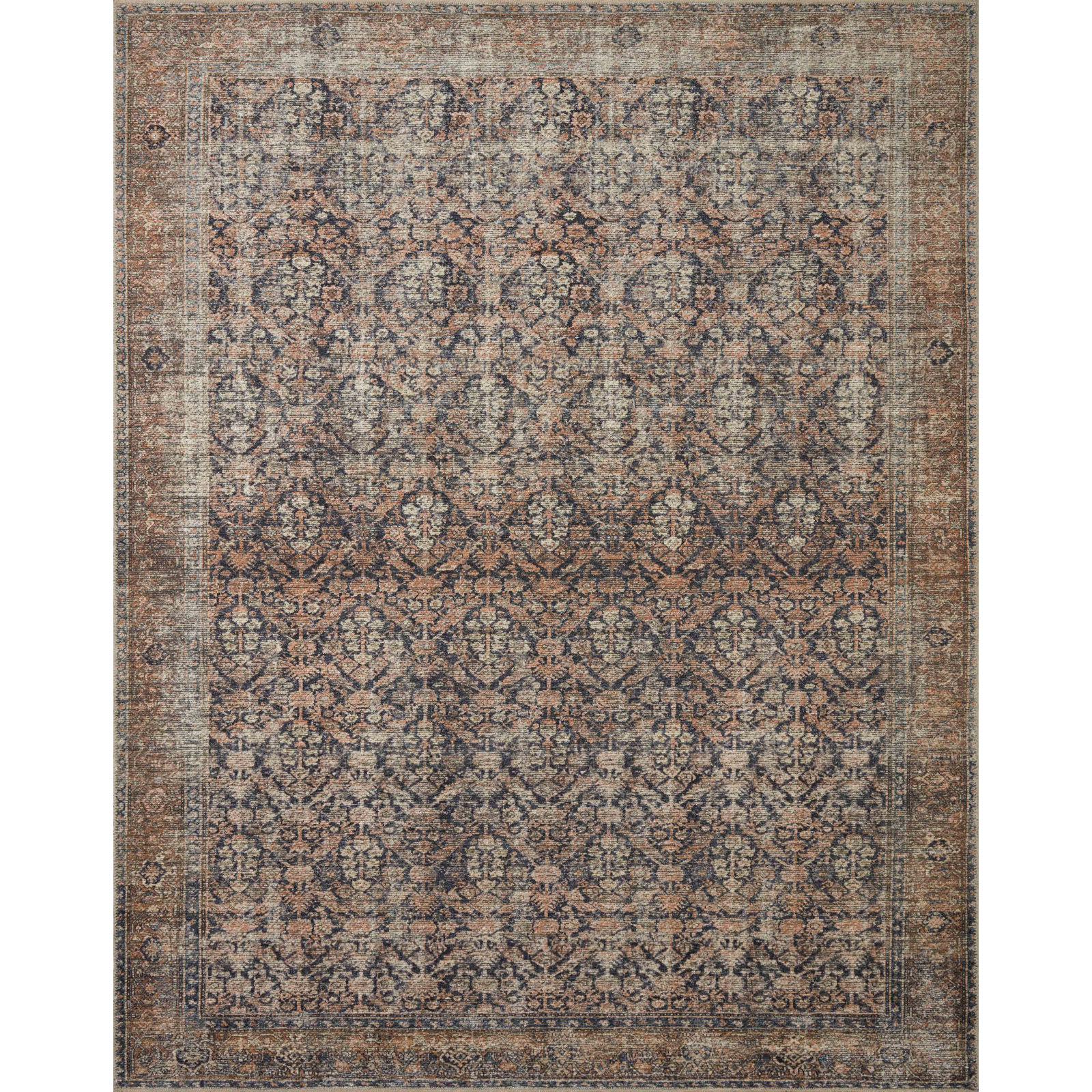 Billie Oriental Ink / Salmon Area Rug, Rectangle 10' x 14'