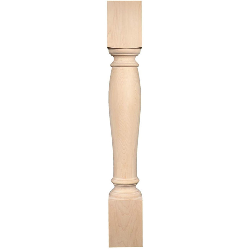 36" Unfinished Maple Turned Post for Tables and Vanities