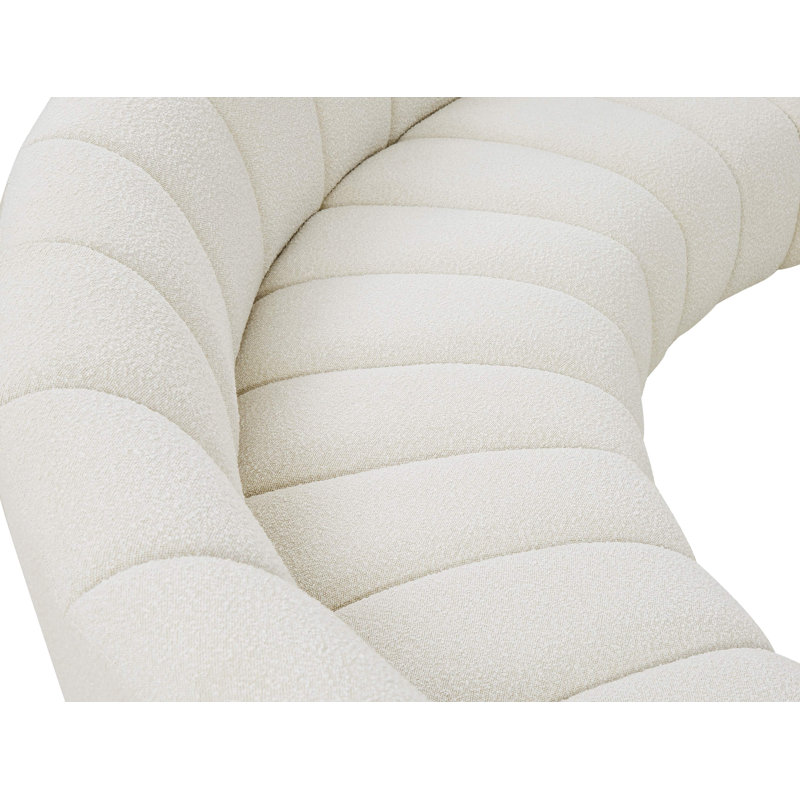 Infinity 119" Wide Symmetrical Modular Corner Sectional, Cream Boucle Fabric