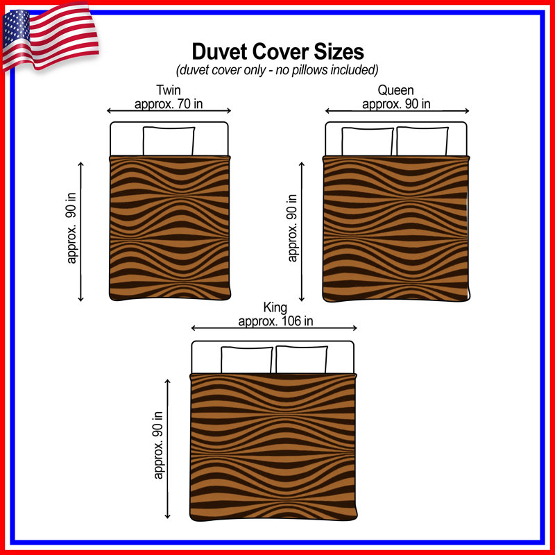 Housses de couette Brown Wavy Lines, Queen