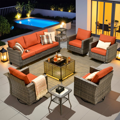 Amerissa 7 - Person Patio Conversation Sets with Cushions