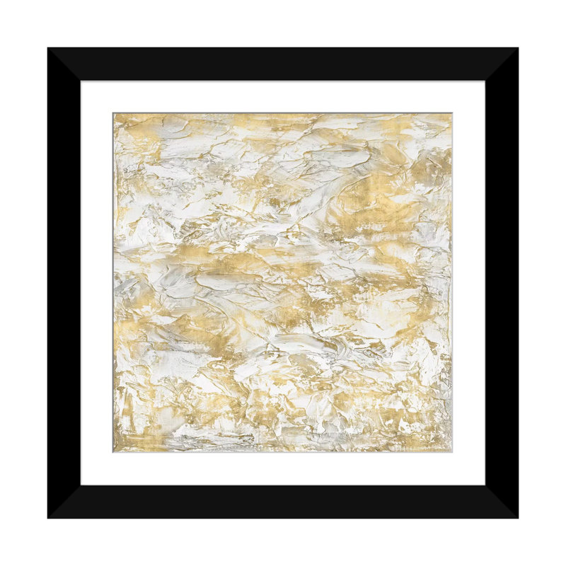 «Textural with Gold III», impression sur toile, Papier d'art encadré noir, Blanc, H 16 po x l 16 po x P 1 po