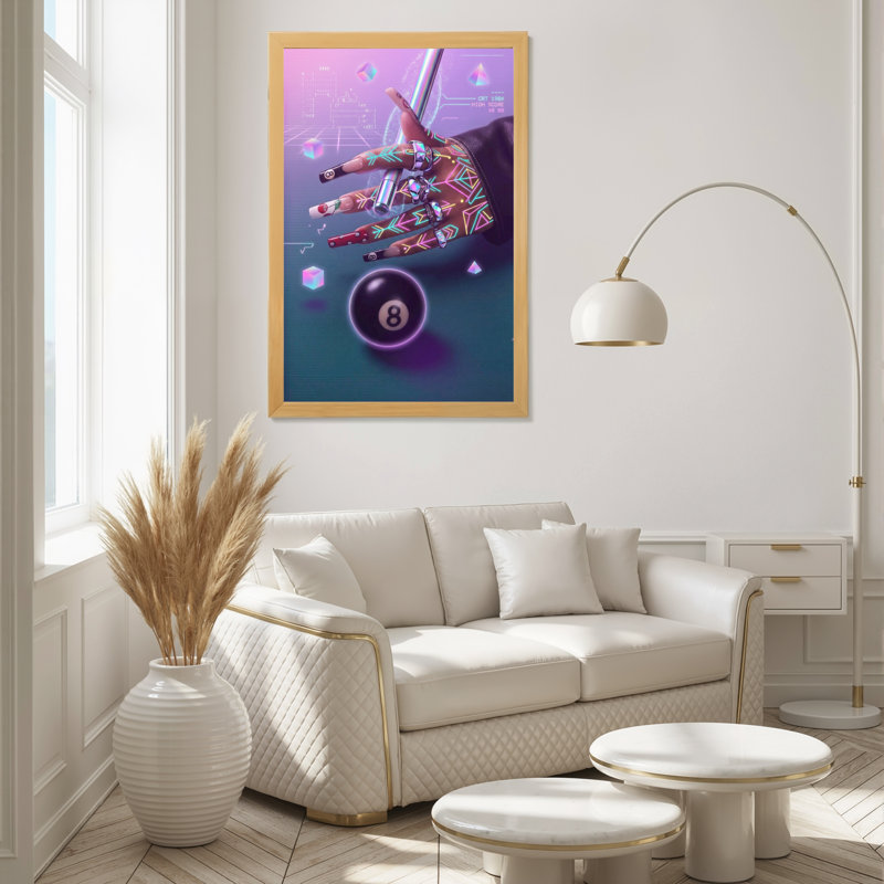 Art mural sur toile en bois naturel pour salon, chambre à coucher, bureau ou vestibule - décoration murale décorative avec main néon
