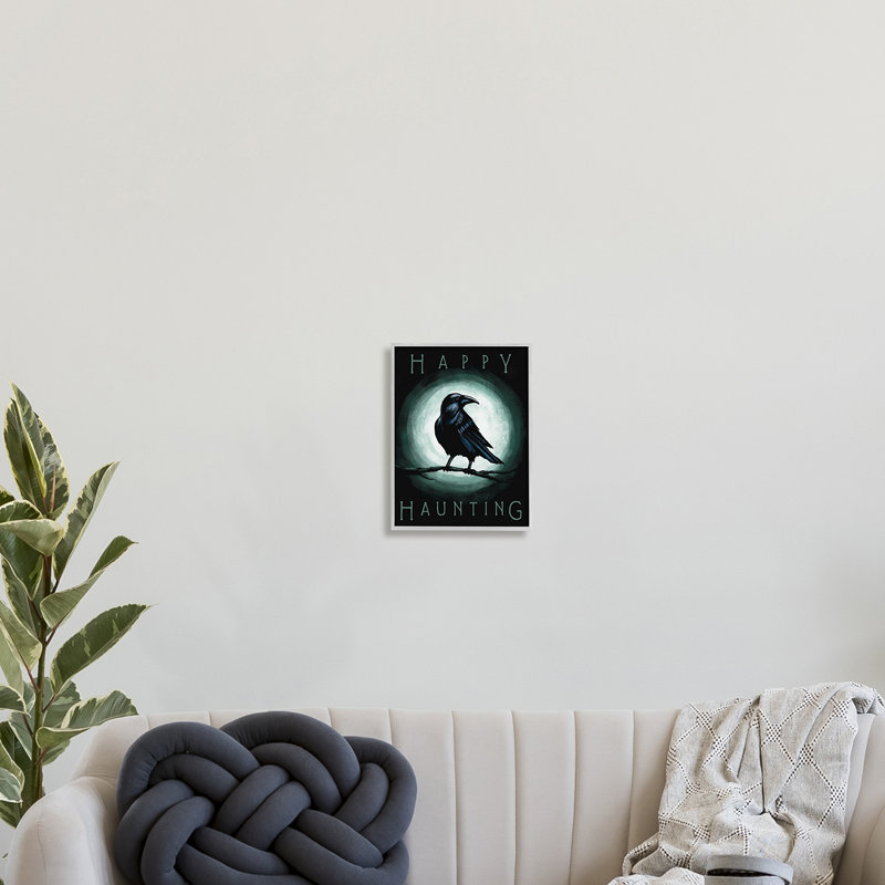 Happy Hauntings - Peinture, H 14 po x l 11 po x P 1,5 po, Giclée encadrée noir minuit