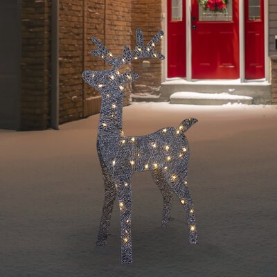 39.5"" LED Lighted Silver Glitter Reindeer Outdoor Christmas Decoration -  Northlight Seasonal, NORTHLIGHT YE92355