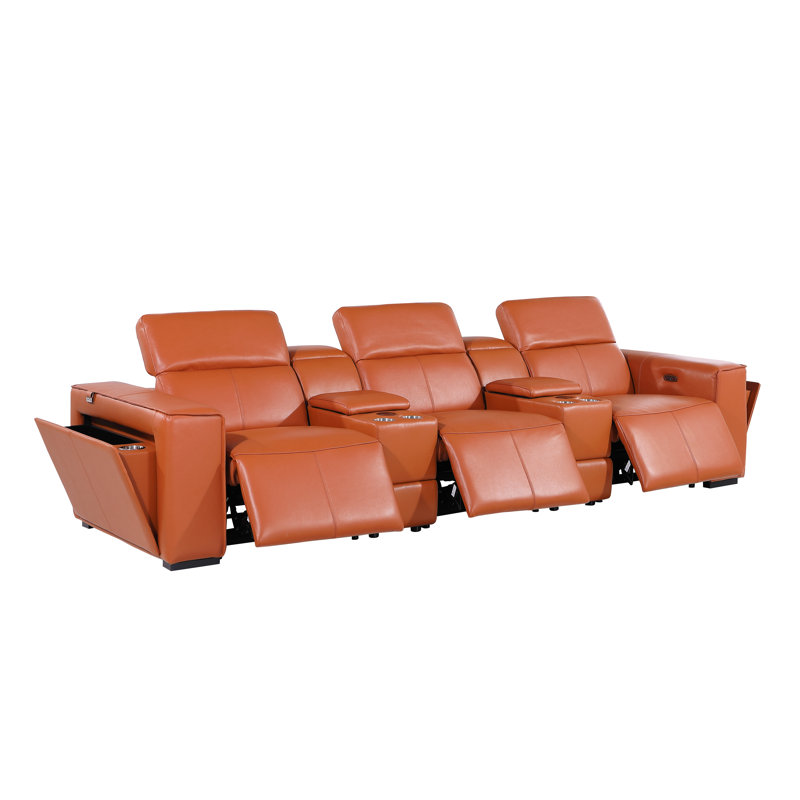 Ensemble de causeuse inclinable et modulaire en cuir italien Padua, Chameau