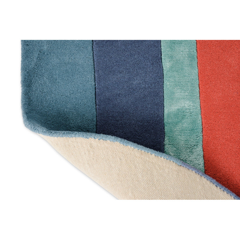 Wool Geometric Area Rug in Blue/Red, Novelty 6'7" x 9'2"