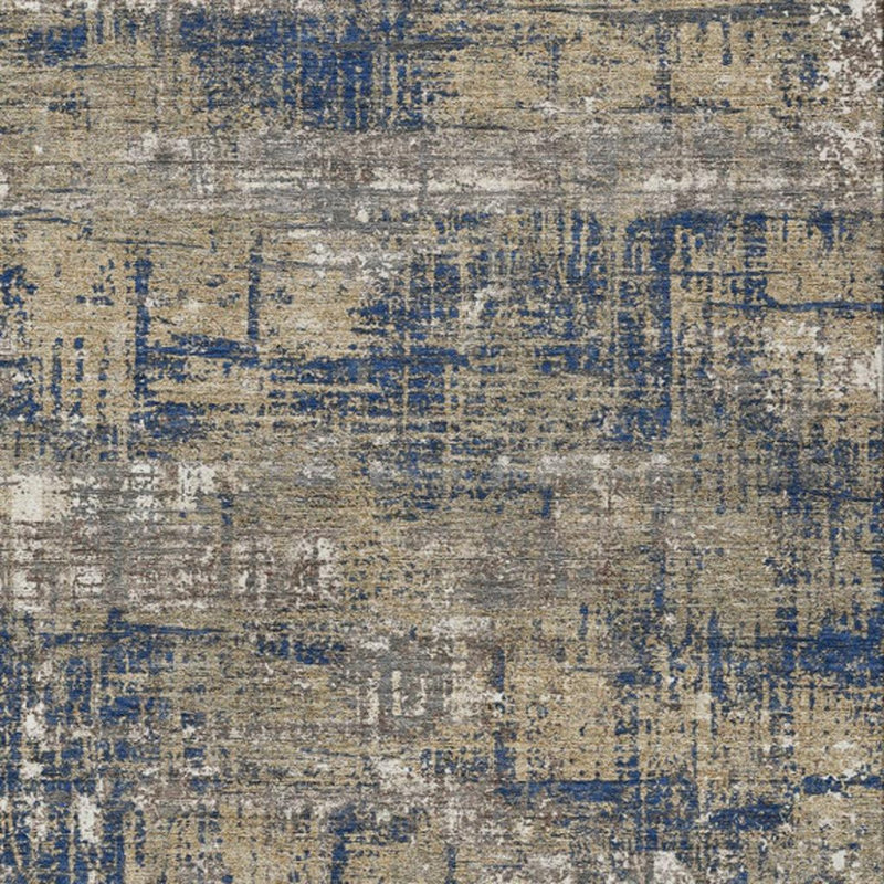 Tapis extérieur lavable géométrique bleu marine et beige 5 pi x 8 pi