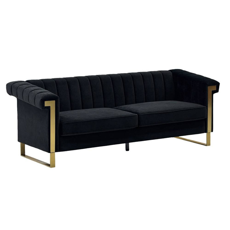 Canapé Chesterfield en velours (noir)