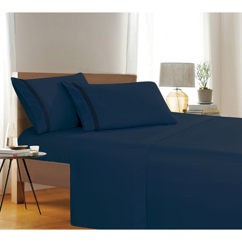 Microfiber Percale Sheet Set, Full, Navy