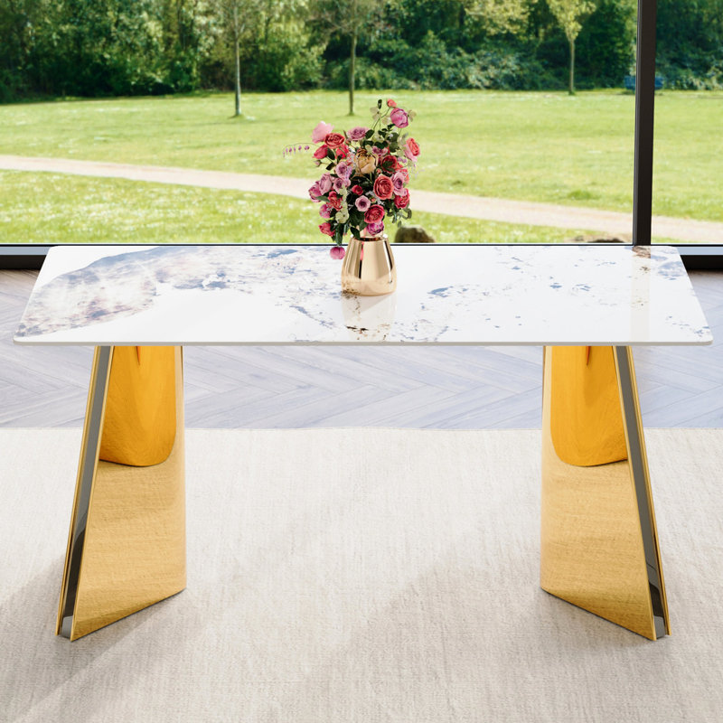 Table de 63 po x 31,5 po x 30 po avec pieds en acier inoxydable - Scratch pour une utilisation à long terme de qualité, Doré
