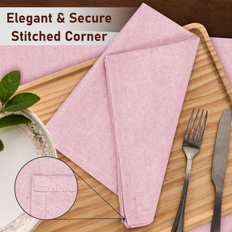 Serviette carrée en polyester et coton, Rose