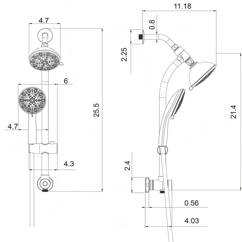Multi Function Dual Shower Head - Shower System with 4.7" Rain Showerhead, 7-Function Hand Shower, Adjustable Slide Bar,Brushed Nickel